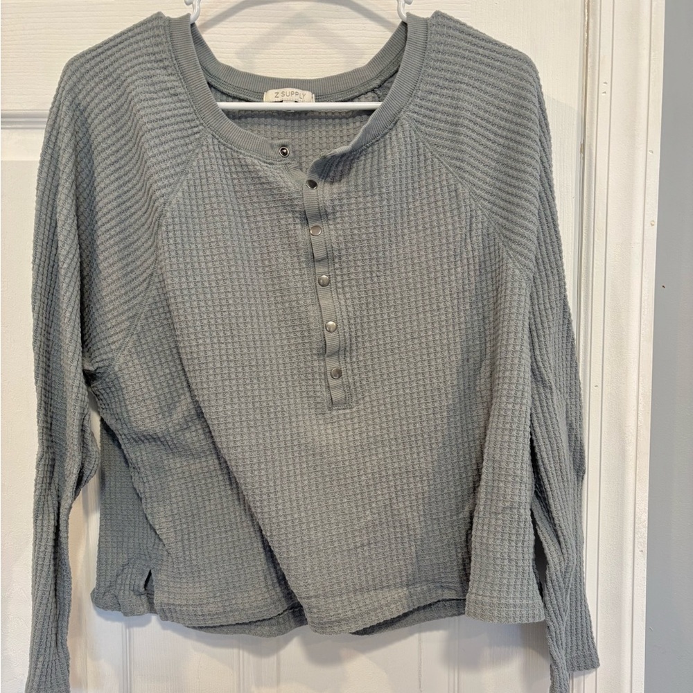 Z Supply Charcoal Waffle Knit Top